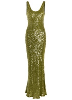 Galvan Moonlight Valletta Sequin-embellished Chiffon Gown Green