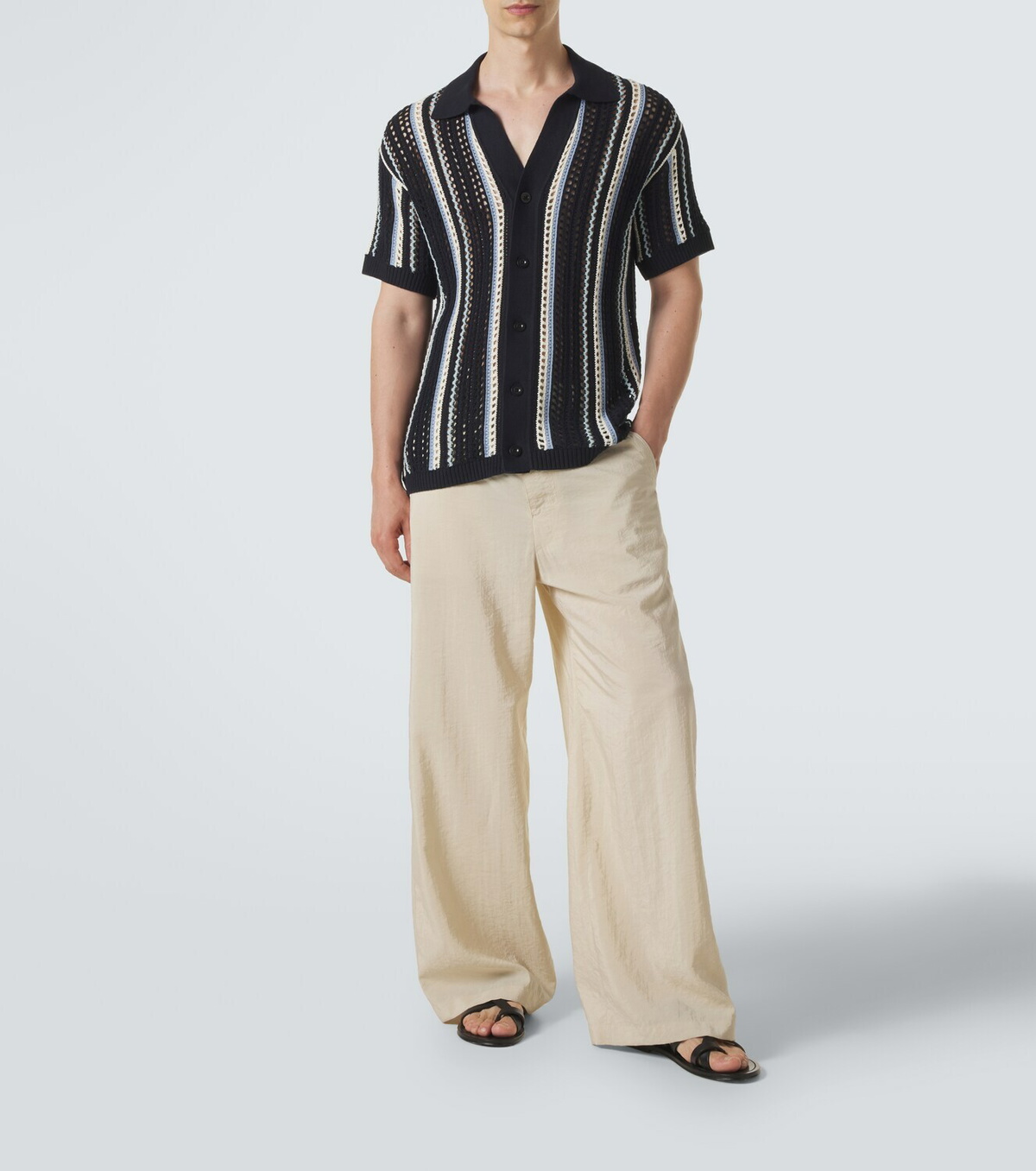 Frescobol Carioca Pinto crochet striped cotton shirt