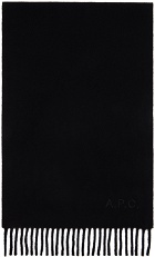 A.P.C. Black Ambroise Embroidered Scarf