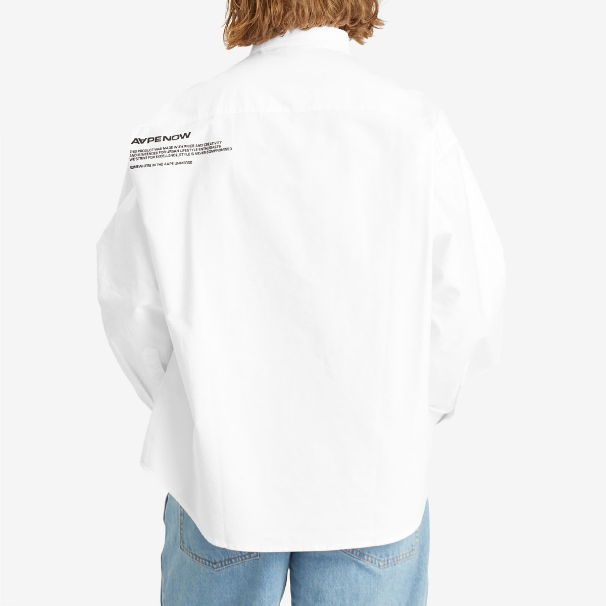 Men's AAPE Now Solid Oxford Shirt in White