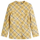 House Of Sunny Women's Check Collarless Blazer Jacket in Multi