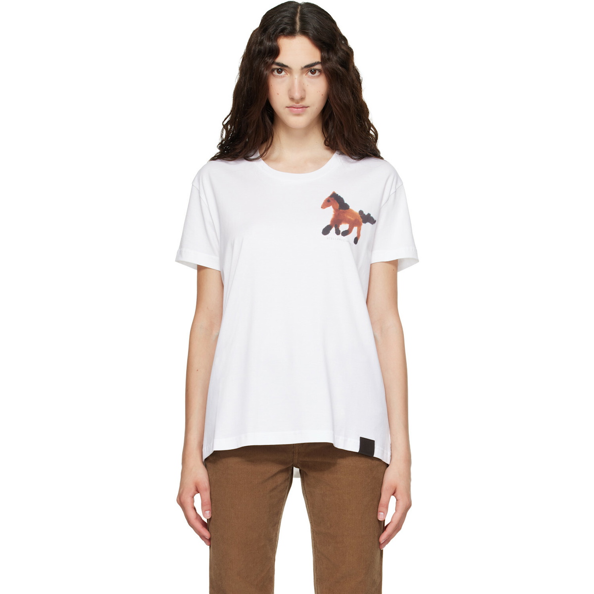 Stella McCartney White Watercolour Horse Cotton T-shirt