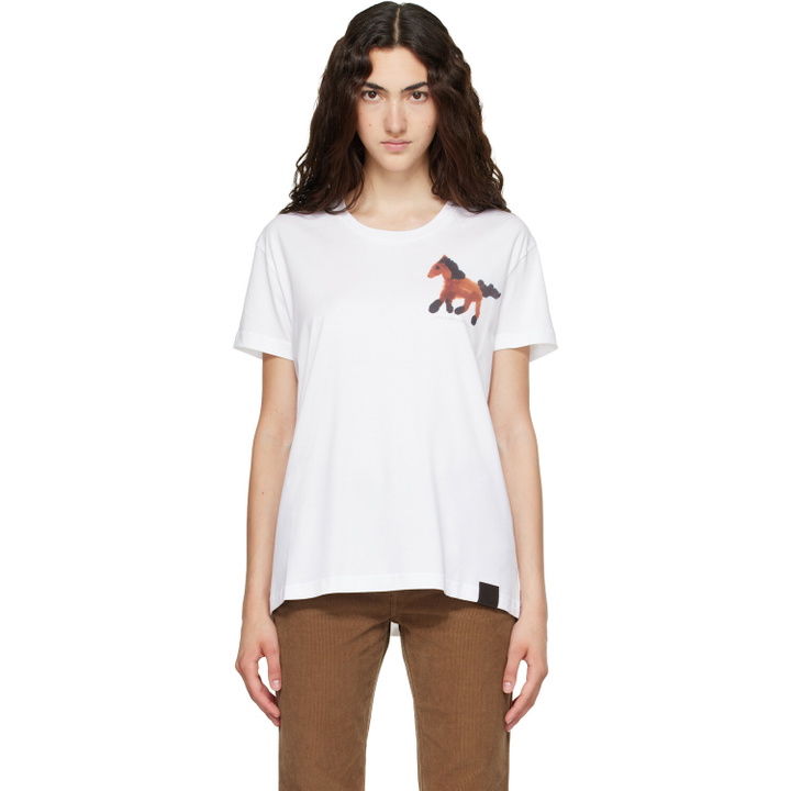 Photo: Stella McCartney White Watercolour Horse Cotton T-shirt