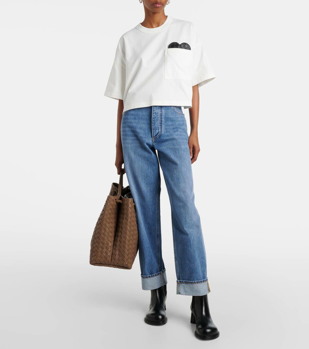 Bottega Veneta Heart-detail cropped jersey T-shirt