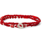 Mikia - White Hearts Glass and Sterling Silver Beaded Double-Wrap Bracelet - Red