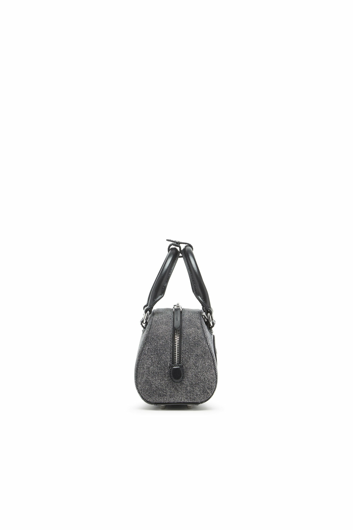 Diesel 1DR Dome-Mini bowling bag in washed denim - Crossbody Bags Womens in Grey