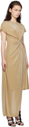 Lanvin Gold Asymmetrical Lurex Maxi Dress