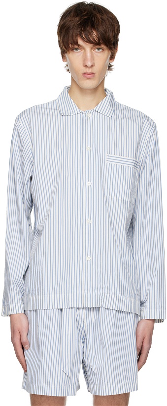 Photo: Tekla White & Blue Striped Pyjama Shirt