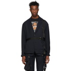 ALMOSTBLACK Navy Belted Blazer Jacket