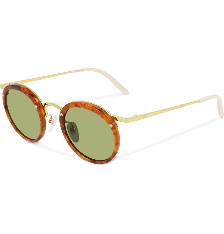 Photo: Gucci - Round-Frame Tortoiseshell Acetate and Gold-Tone Sunglasses - Tortoiseshell