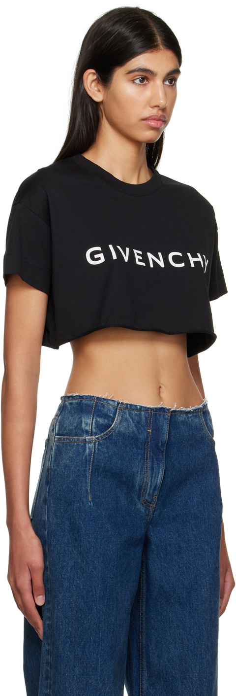【Givenchy】ロゴ croppedTシャツ GIVENCHY Archetype cropped t-shirt in cotton in - black