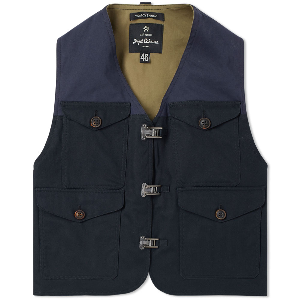 Nigel Cabourn Hooded Multi Pocket Vest Green Nigel Cabourn