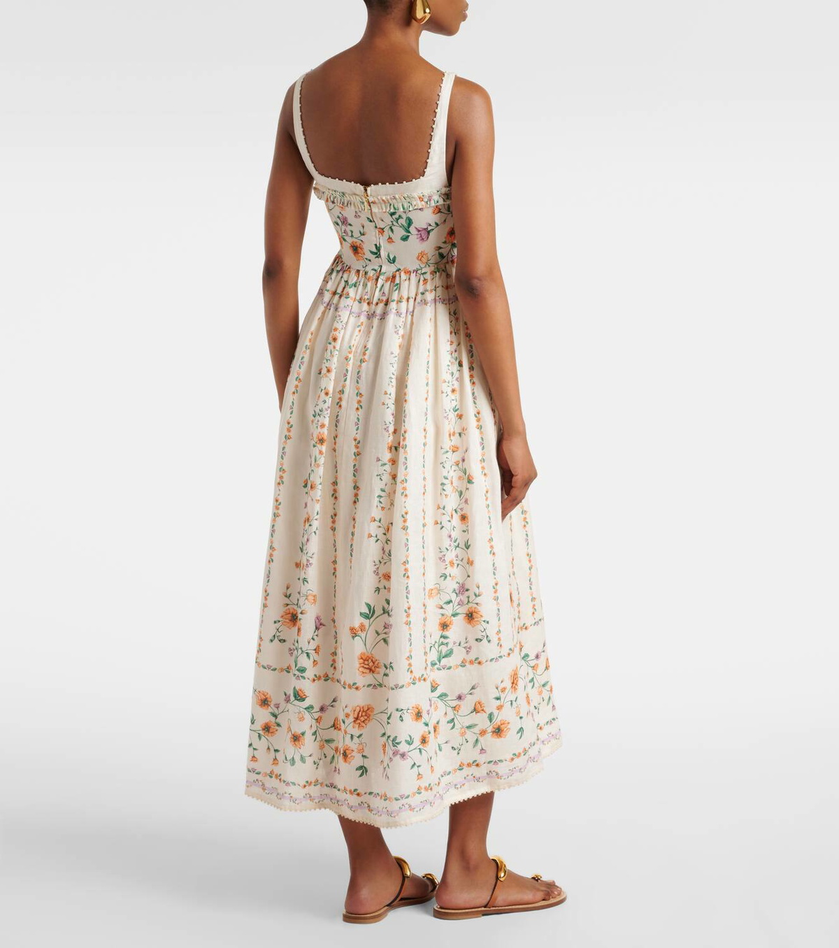 square neck linen dress midi Linen Blend Square Neck Midi Halter Dress main image 1