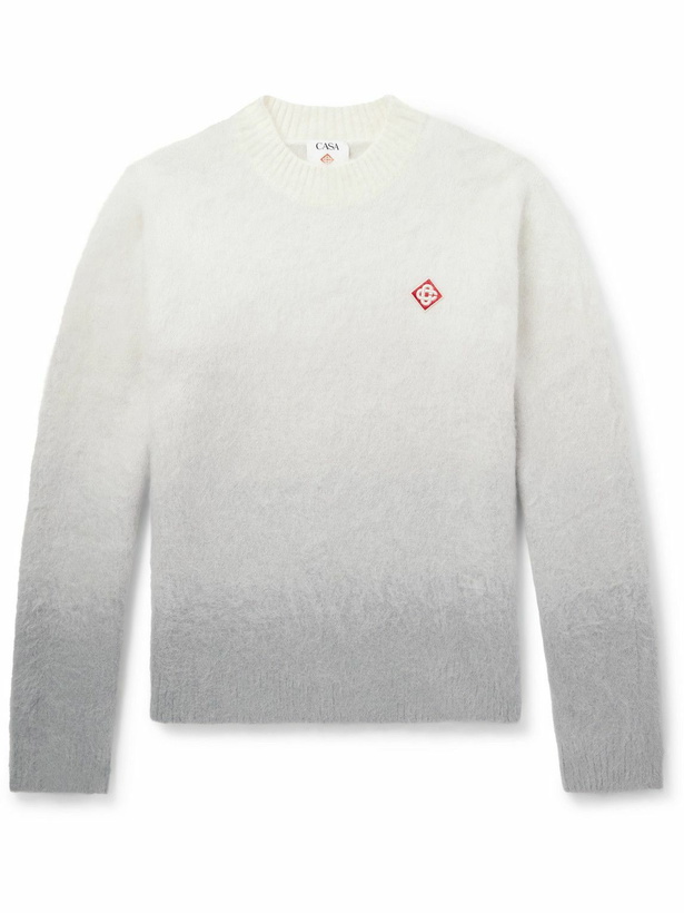 Photo: Casablanca - Logo-Appliquéd Dip-Dyed Brushed-Knit Sweater - Gray