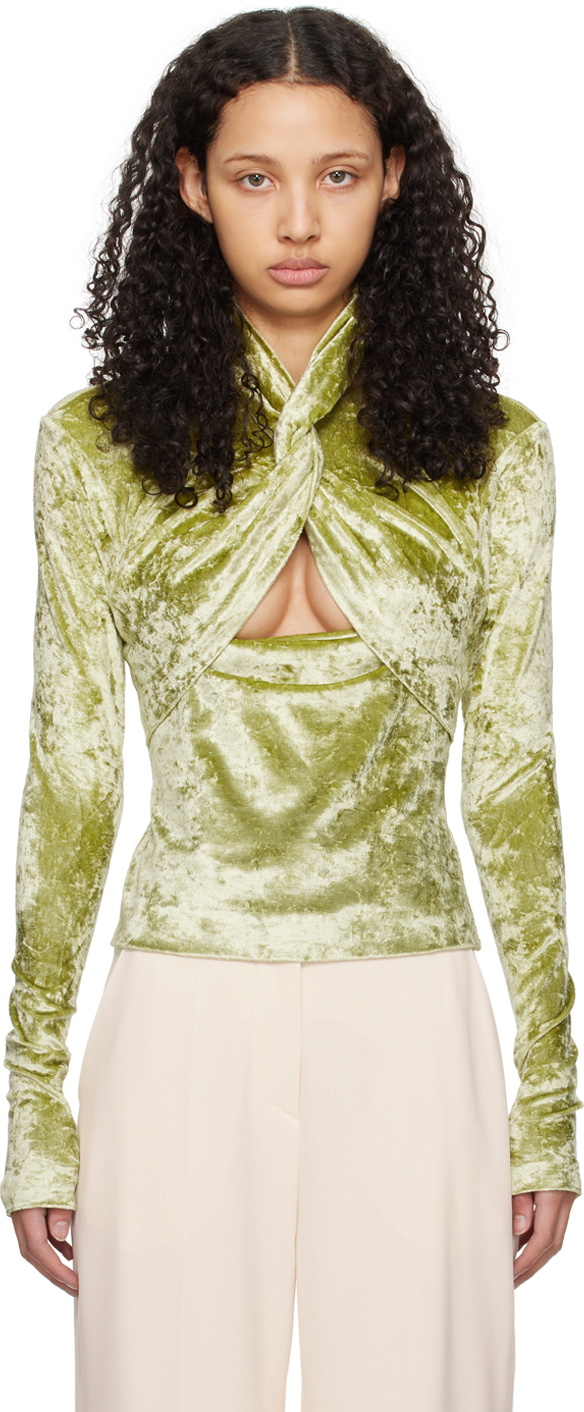 Nanushka Green Iride Long Sleeve T-Shirt