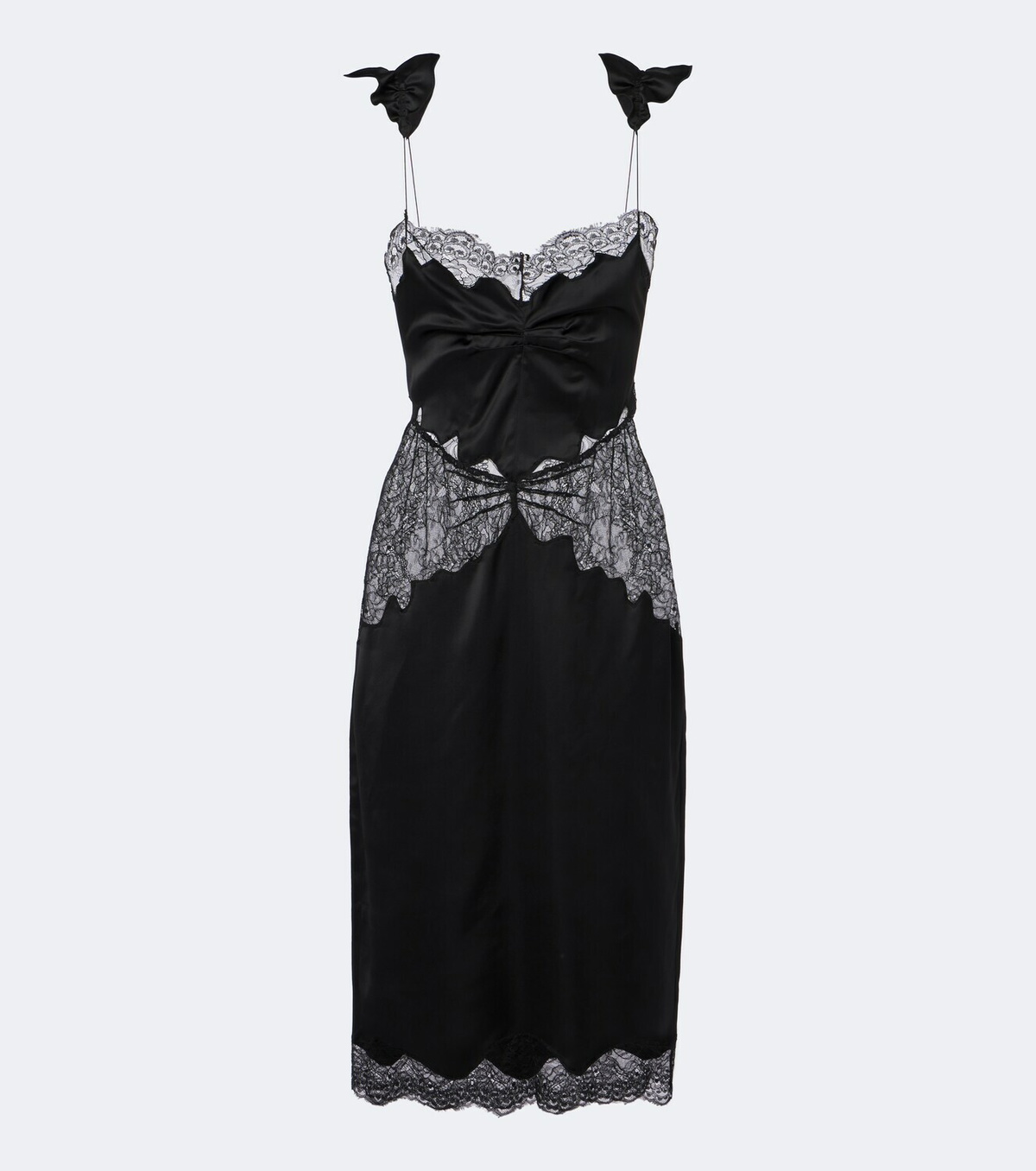 The Attico Lace-trimmed satin midi dress
