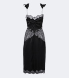 The Attico Lace-trimmed satin midi dress
