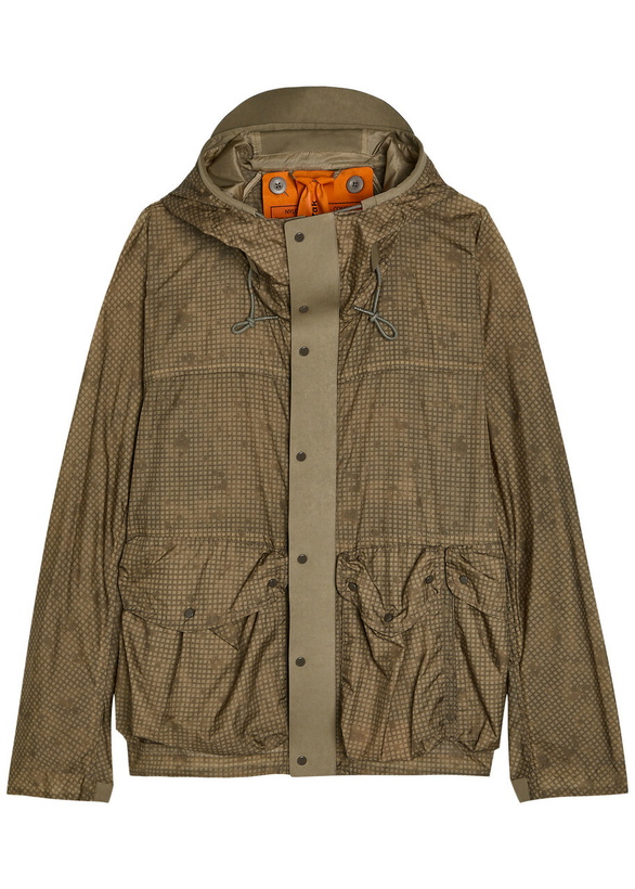Photo: Ten C Skye Checked Hooded Shell Jacket Brown