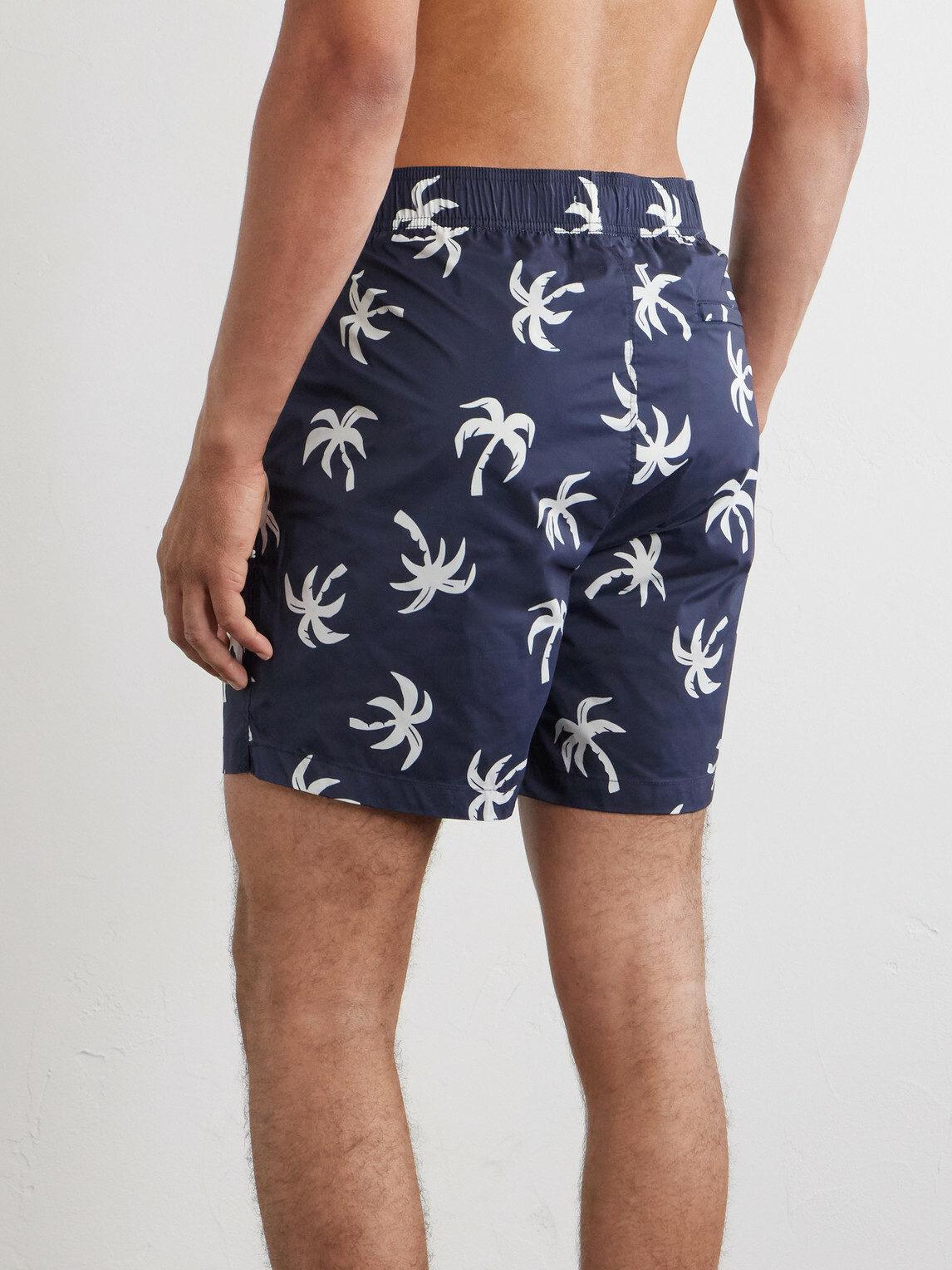 Onia - Charles Straight-Leg Mid-Lenght Printed Swim Shorts - Blue