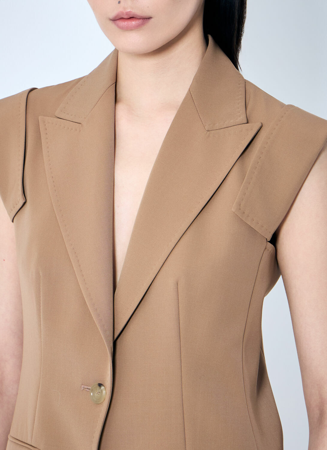 Max Mara Sleeveless Gabardine Jacket