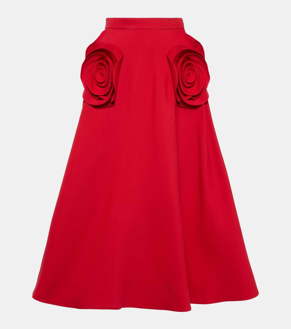 スカート VALENTINO WOOL AND SILK SKIRT Valentino Floral-appliqué wool and silk midi skirt Valentino