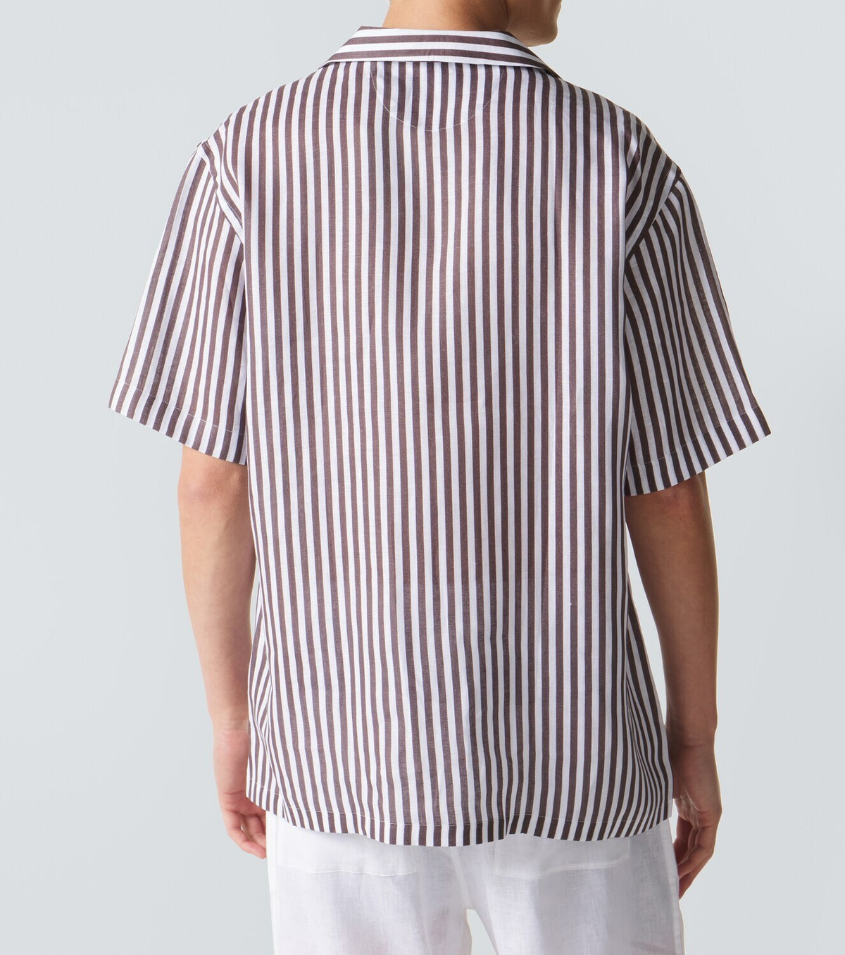 Fedeli Striped linen bowling shirt