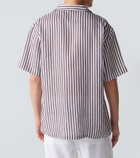 Fedeli Striped linen bowling shirt