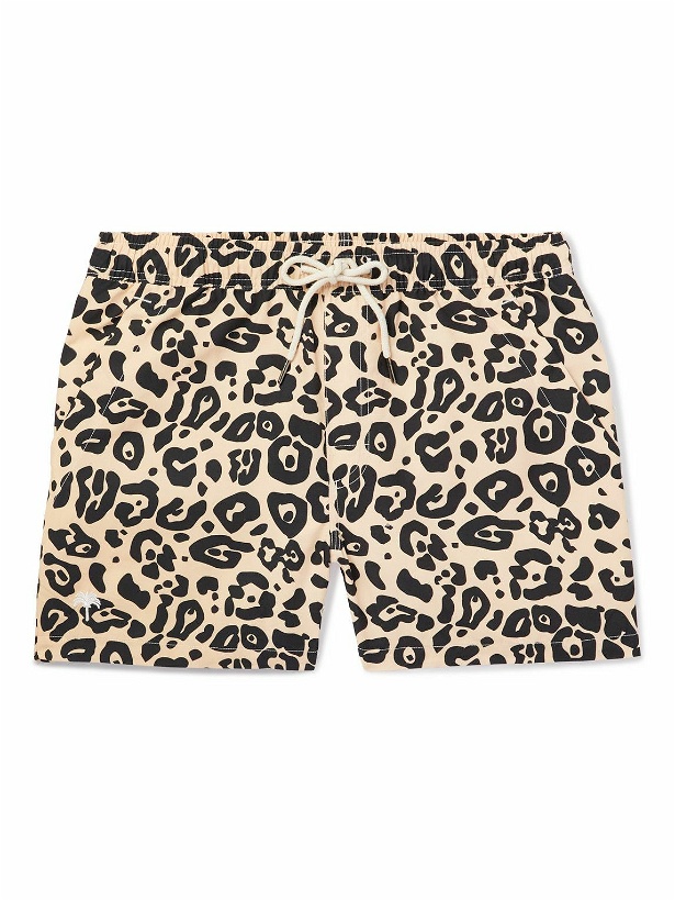 Photo: OAS - Straight-Leg Short-Length Leopard-Print Swim Shorts - Brown