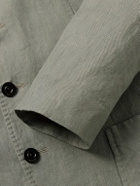 Boglioli - Slim-Fit Nehru-Collar Herringbone Linen Jacket - Gray