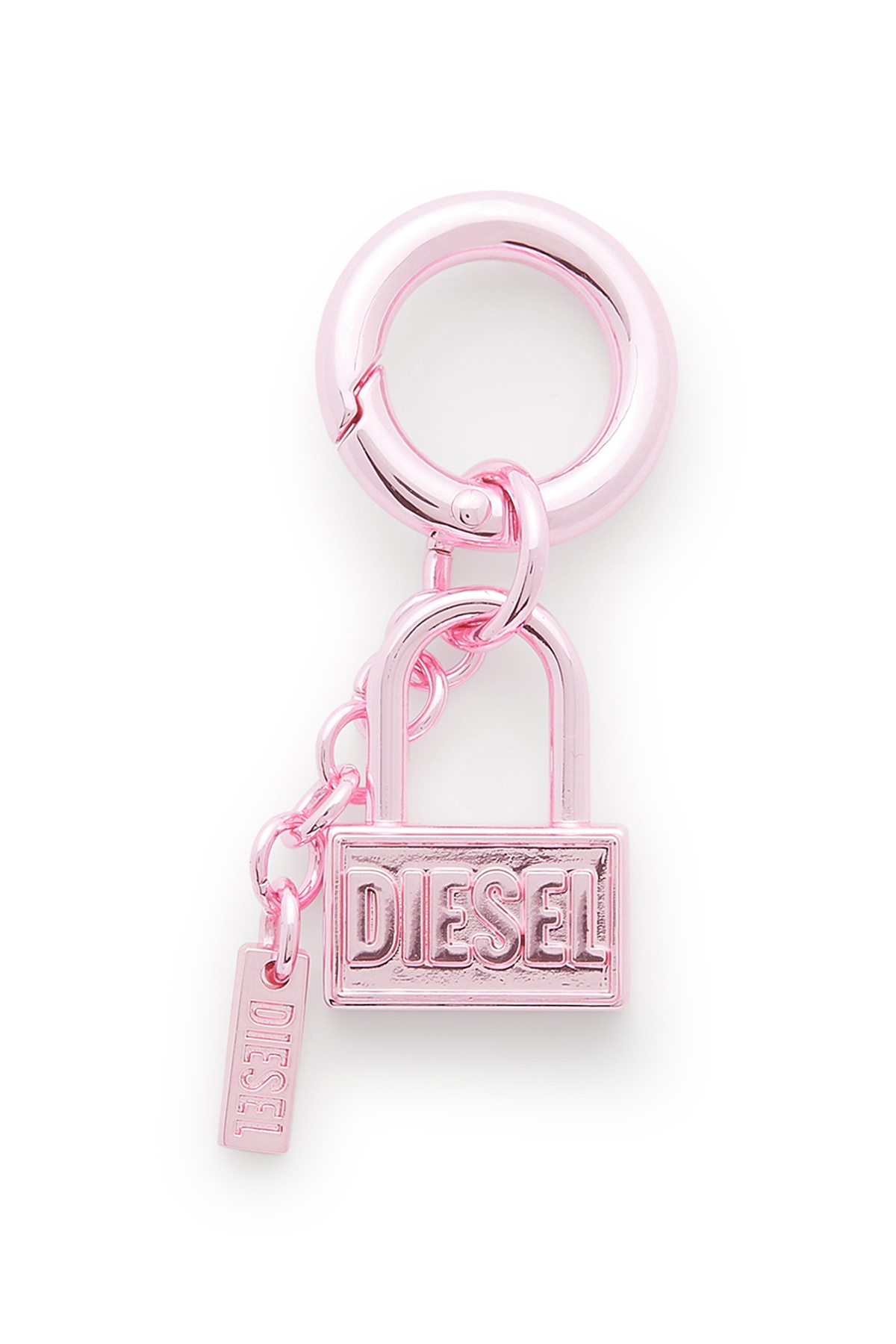 Diesel Metal keyring charm with padlock design - Charms and Keyrings - Unisex - Pink