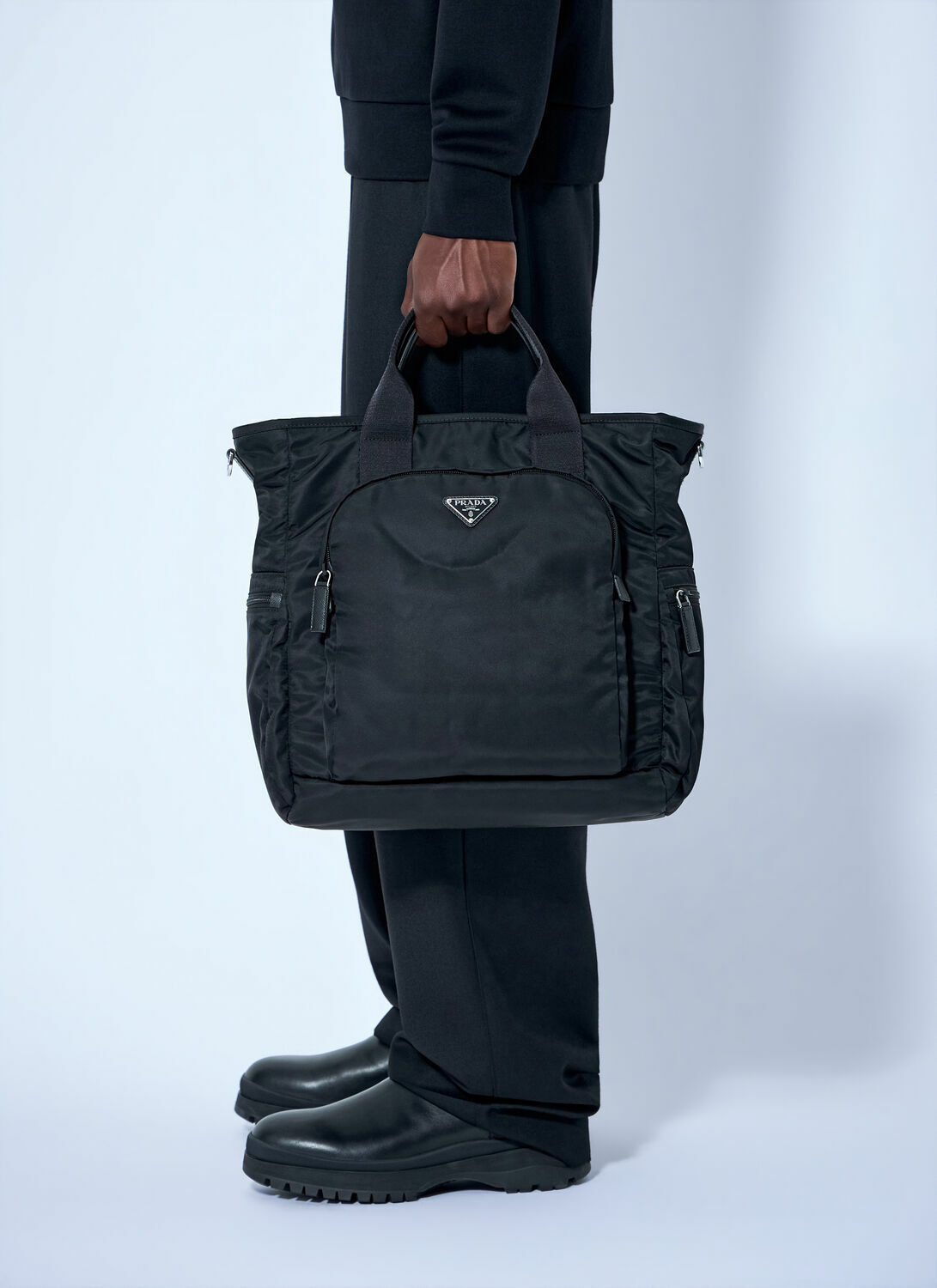 Prada Re-Nylon Logo-Plaque Tote Bag