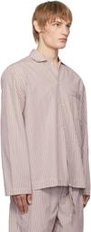 Tekla Purple & White Poplin Long-Sleeved Pyjama Shirt