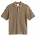 Norse Projects Men's Anholt Cotton Crepe Polo in Walnut