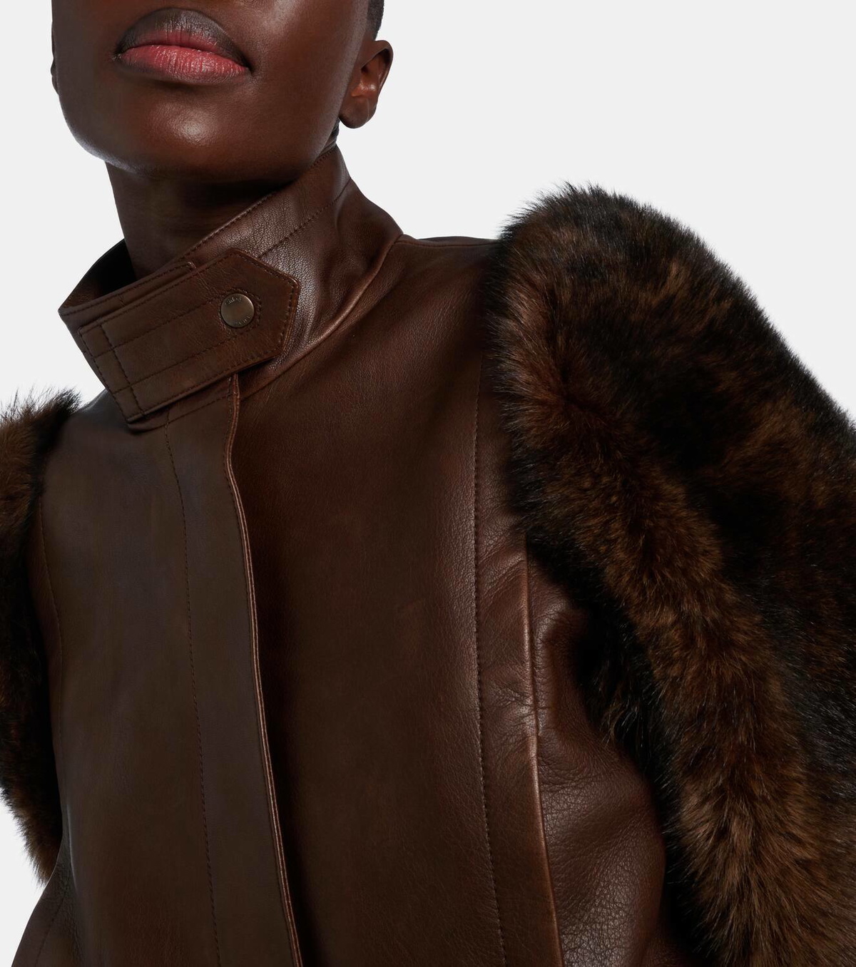 Chloé Cropped shearling-trimmed leather jacket