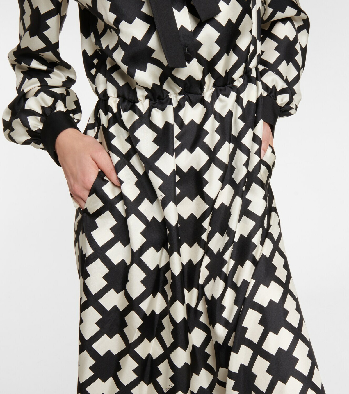 Gucci - Geometric-print silk midi dress Gucci