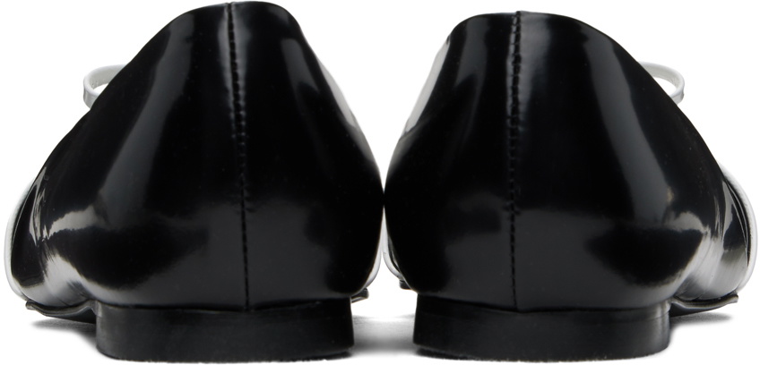 KIMHĒKIM Black & White Gabriel Pointy-Toe Leather Ballerina Flats