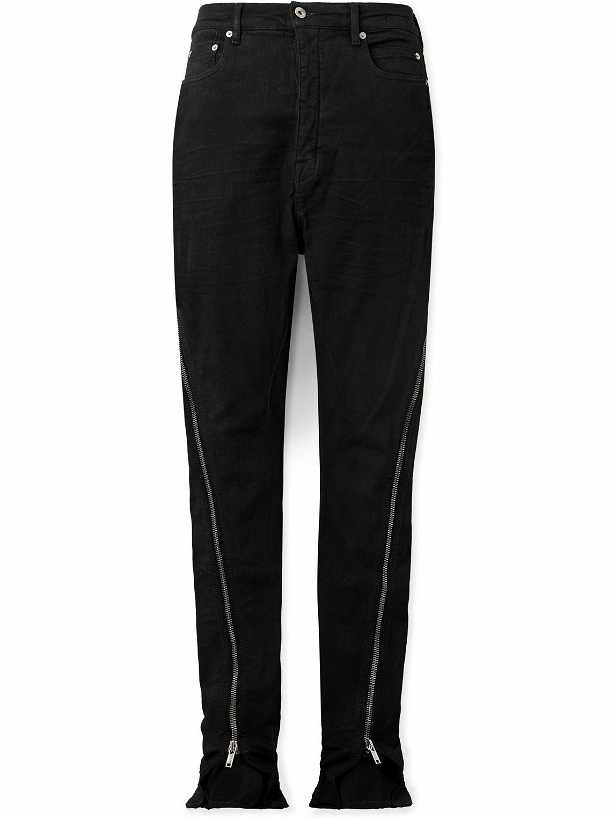 Photo: DRKSHDW by Rick Owens - Bolan Banana Slim-Fit Straight-Leg Zip-Detailed Waxed Jeans - Black