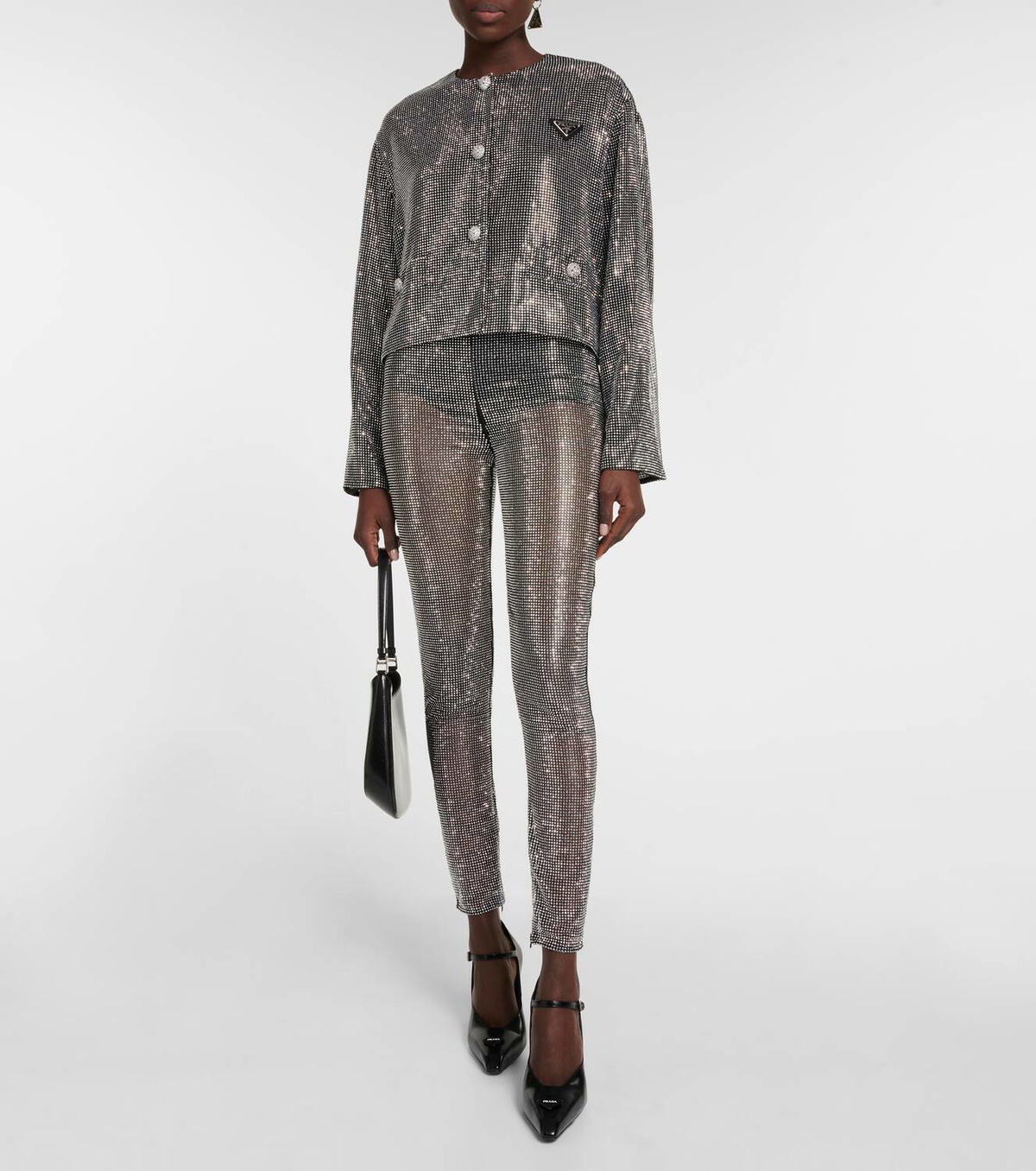 Prada Embellished mesh pants