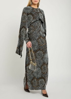 Rabanne Embellished Cape Gown Black