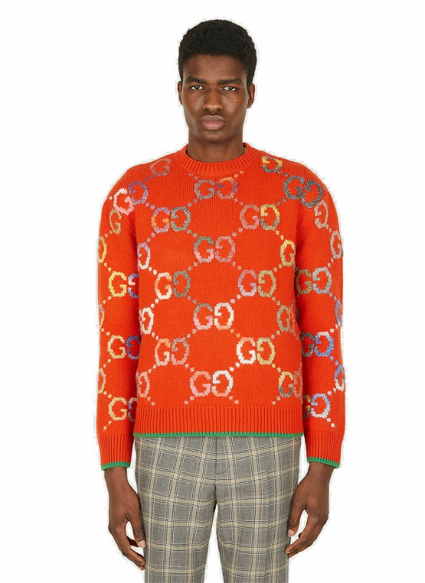Photo: GG Jacquard Knit Sweater in Orange
