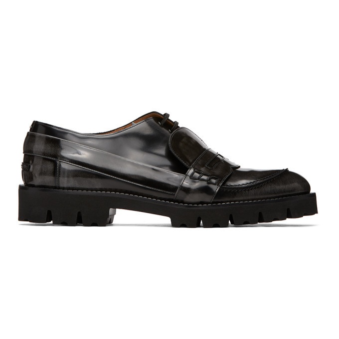 Photo: Maison Margiela Black and Grey Spliced Moccasin Loafers