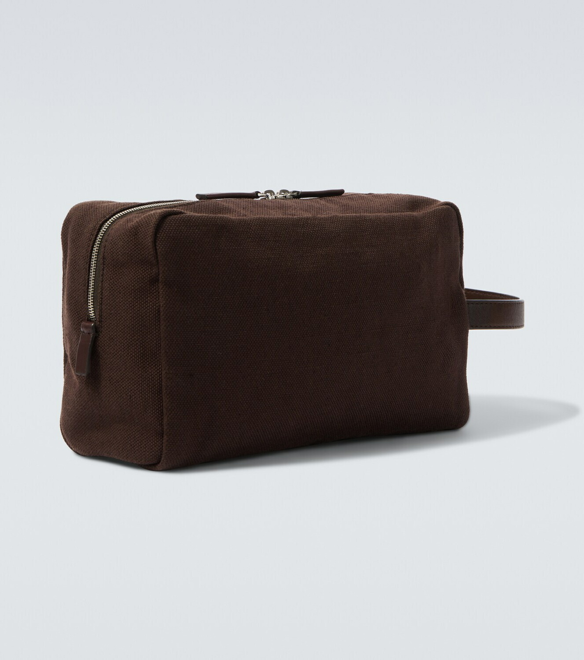 The Row Astra leather-trimmed canvas pouch