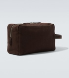 The Row Astra leather-trimmed canvas pouch