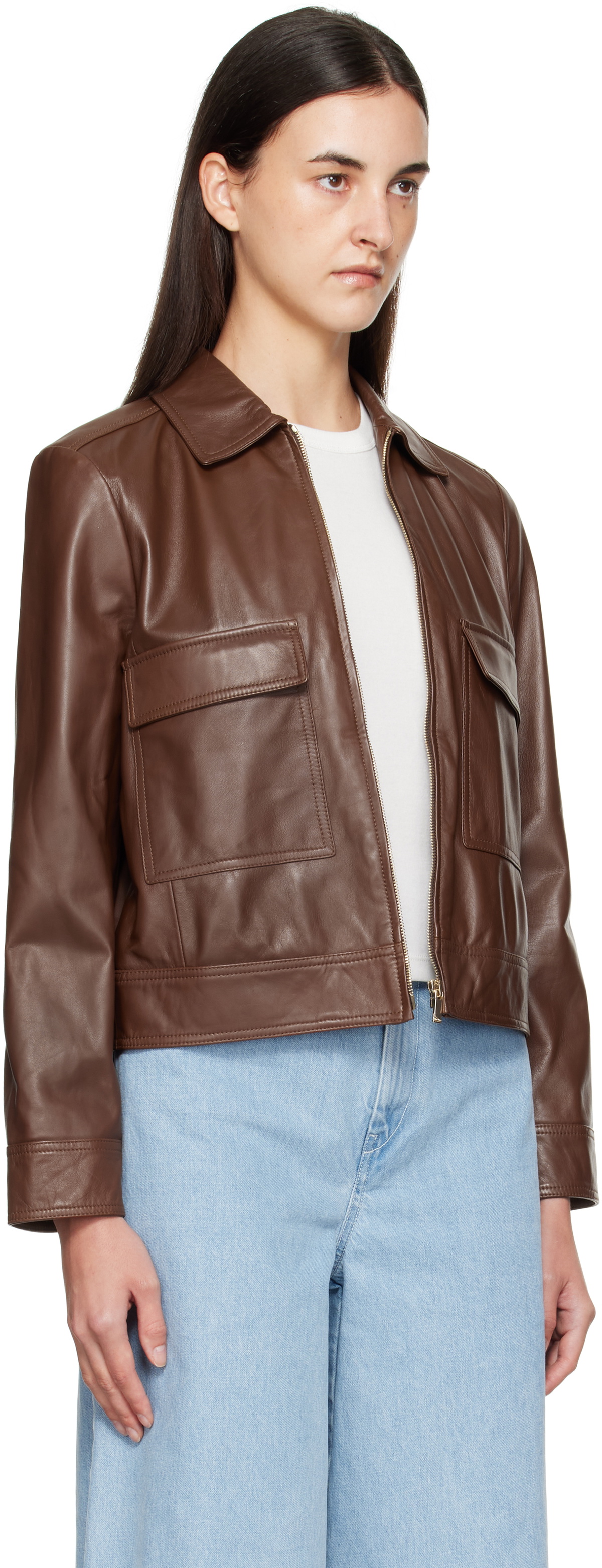 Max Mara Brown Nepet Leather Jacket
