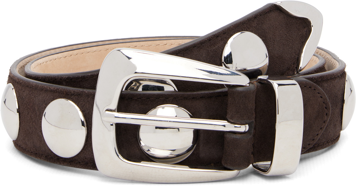 KHAITE Brown Benny Studs Belt