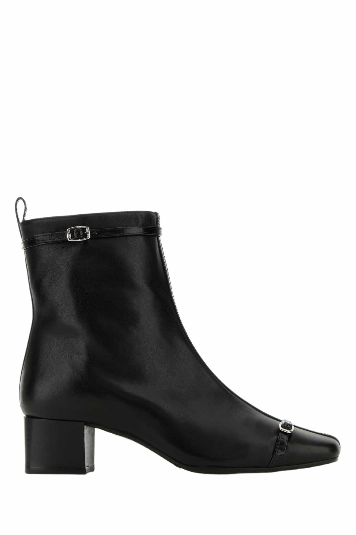 Carel Black Leather Start Ankle Boots