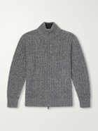 N.PEAL - Cable-Knit Cashmere Zip-Up Sweater - Gray