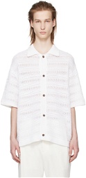 Solid Homme White Short Sleeve Cardigan