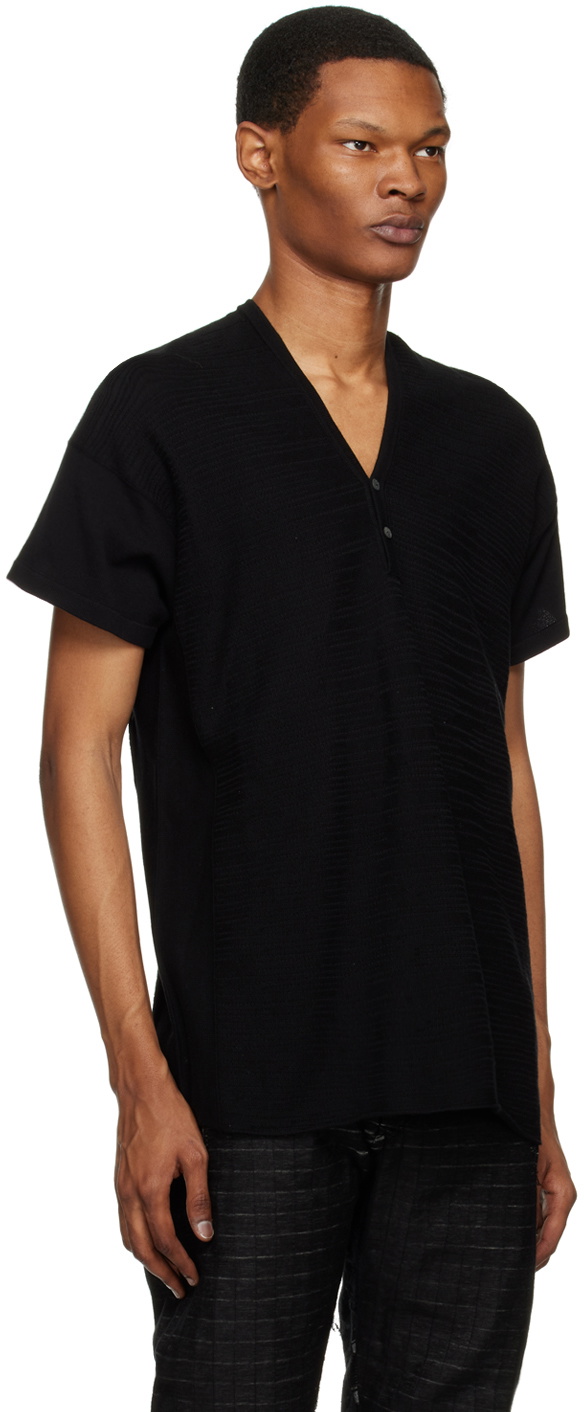 Label Under Construction Black Laddered Henley