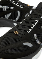 Valentino Garavani Demivee Panelled Mesh and Suede Sneakers Black